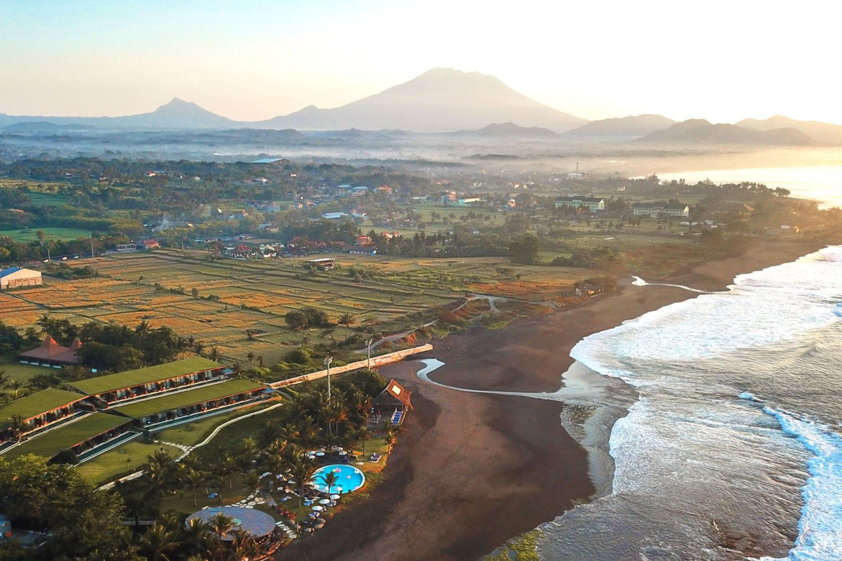 Drone shot over Hotel Komune