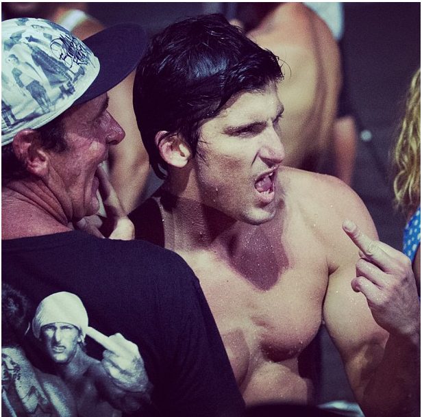 Bruce Irons mobbed by fans at the Hotel Komune Keramas night surfing launch, captured on Instagram in 2013