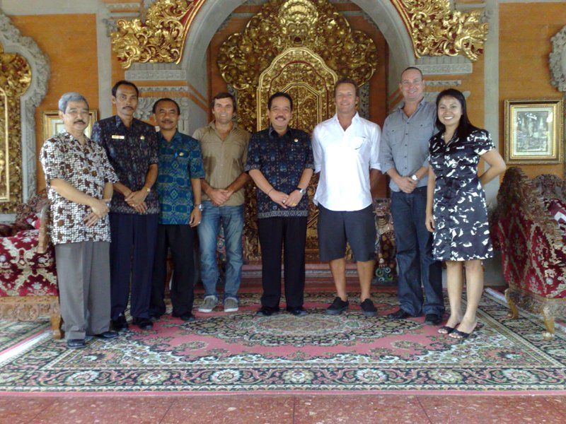 Tony Cannon, Luke Egan, Andrew and Nova meeting the Gianyar Regent and Balinese government officials before Komune broke ground