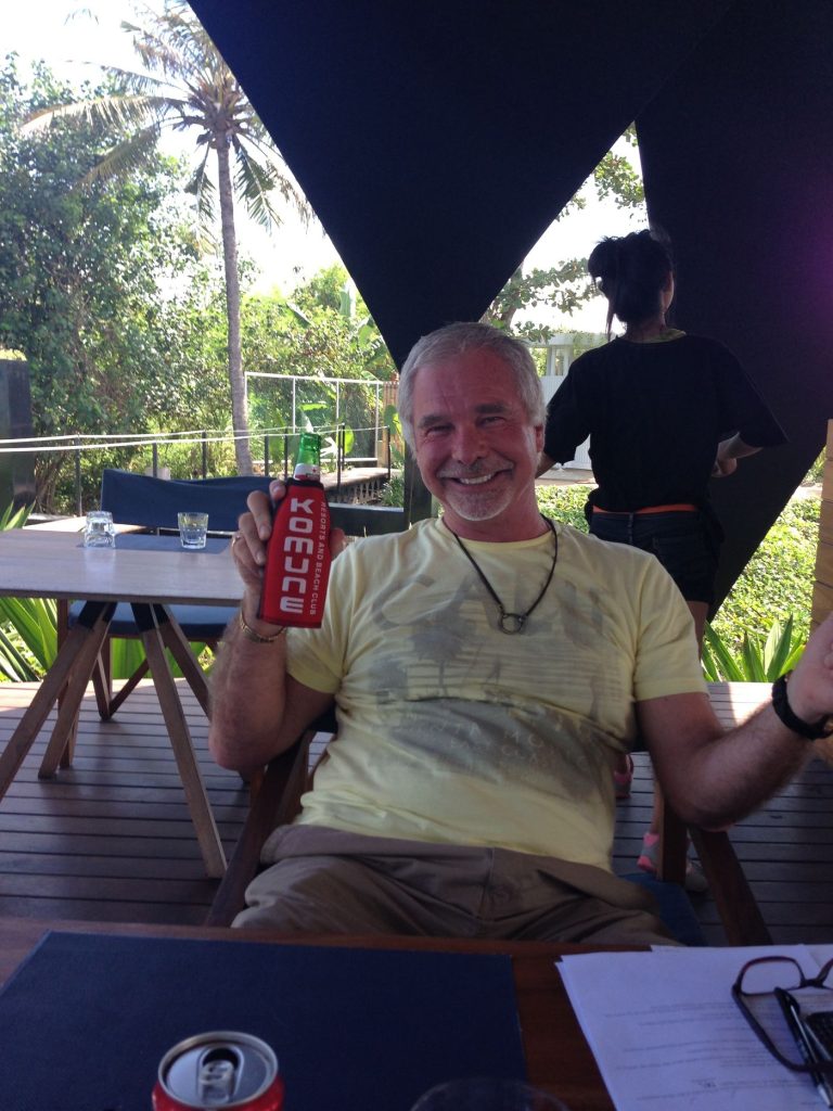 Hotel Komune co-owner Tony de Leede, founder of Fitness First and Gwinganna, relaxing with a Bintang at the resort in 2012